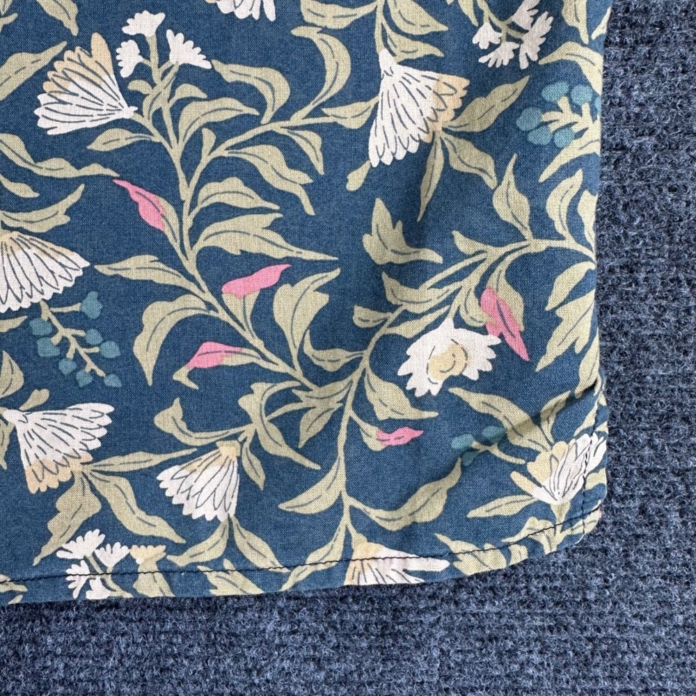 American Eagle Flex Mens XXL Short Sleeve Button Up Shirt Floral Teal Pink Green - Picture 7 of 14